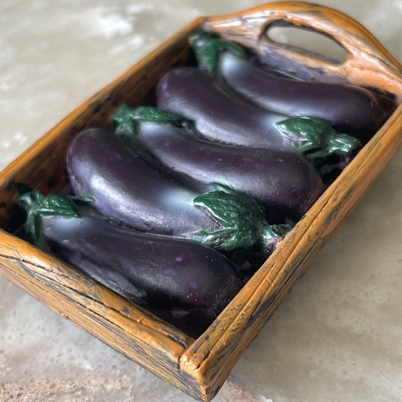 Fridge magnets vintage look aperitif olives can and egg plants tray new in bags - Picture 6 of 10